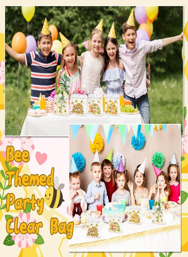 Beupy 30Pcs Bee Clear Gift Bag with Handle PVC Honey Bee Party Goodie Treat Bags Snack Bag for Bees Theme Birthday Gender Reveal Baby Shower Party Favor Decoration Supplies,7.87 x 7.87 x 3.15 Inch - Image 4
